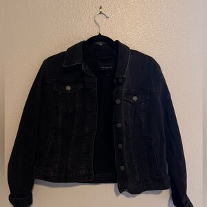 Black Jean jacket from Banana Republic, fitted look.
